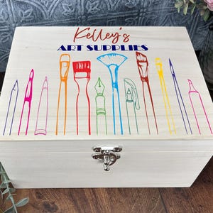 Artist Storage Box - Personalised Art Supplies - Storage for Pens Paintbrush Pencils - Gift Paint Drawing