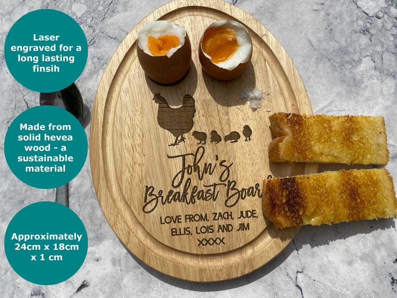 Tabla de desayuno para el Día de la Madre de Wee Chicks, regalo personalizado con forma de huevo para mamá. imagen 4