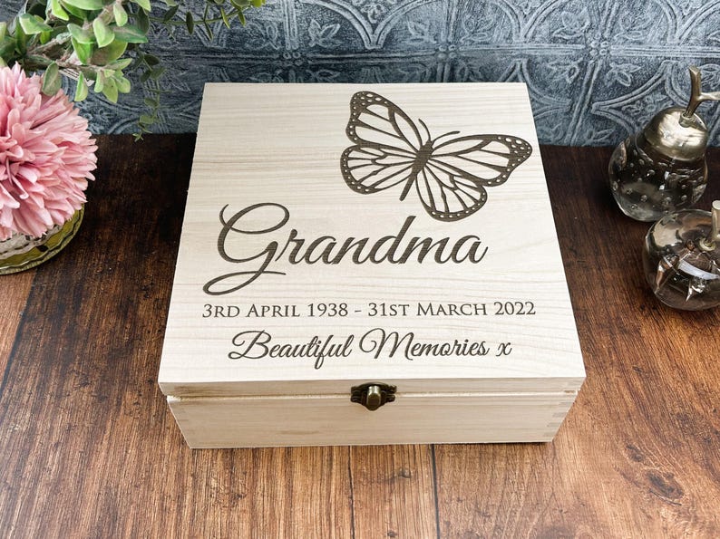 Butterfly Gift Box Personalised Wooden Square Memory Box Special ...