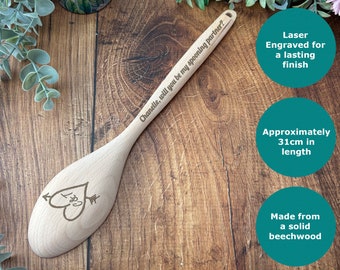 Cuillère Bois Gravée 'Je T'aime' - Cadeau Romantique Personnalisé Saint Valentin