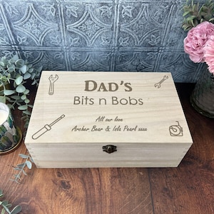 Dads Bits N Bobs Engraved Father's Day Tool Box Gift Personalised Daddy Trinkets Memory