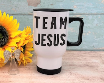 Team Jesus Faith Christian Bible Travel Mug Personalised Gift Church Quote