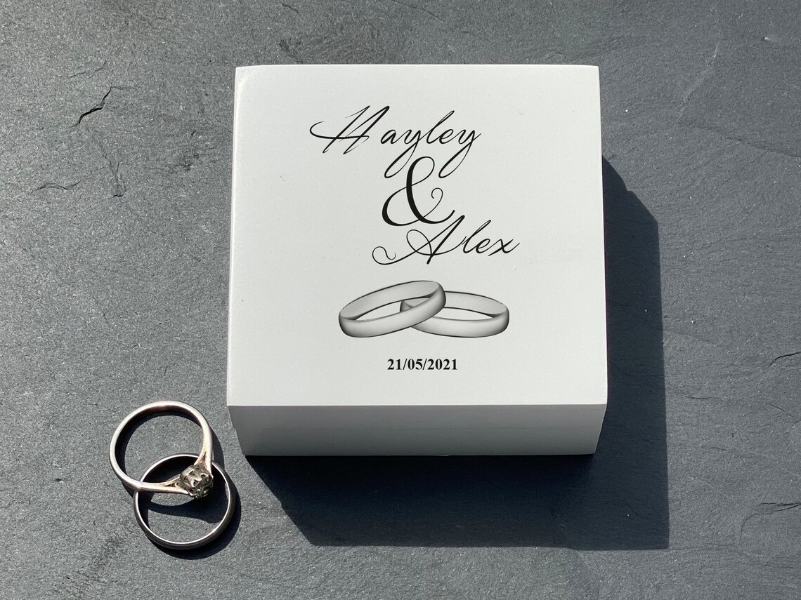Double Ring Box Personalised Wedding Day Ring Carrier Etsy