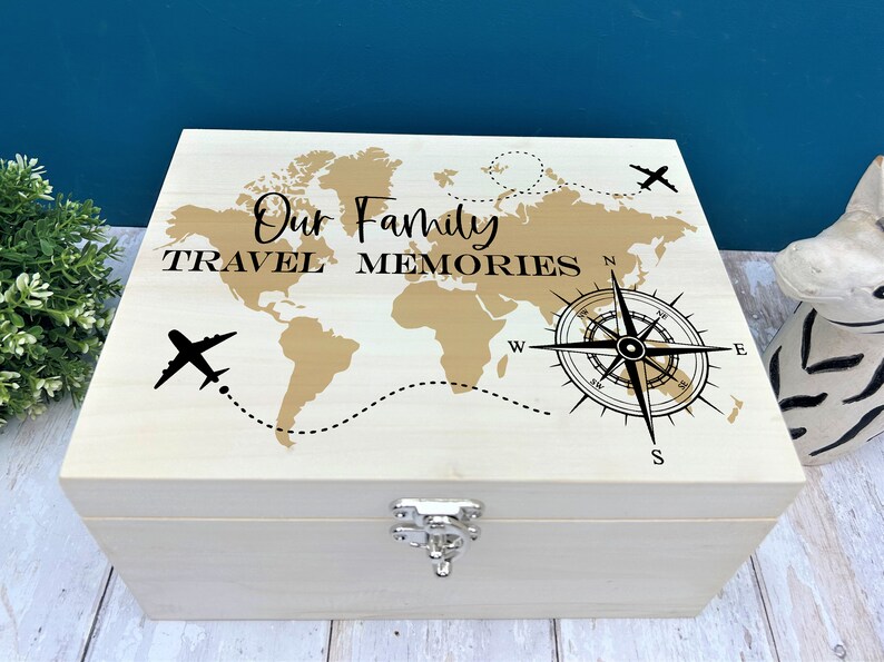 Travel Mementos Box World Map Compass Vintage Personalised Etsy UK