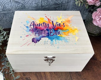 Vibrant Paint Splash Artist Storage Box - Personalised Art Supplies - Storage for Pens Paintbrush Pencils - Gift Paint Drawing