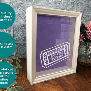 Football Match Ticket Box Personalised Gift Tickets Memory Box Shadow Frame Premier Champions League zdjęcie 3