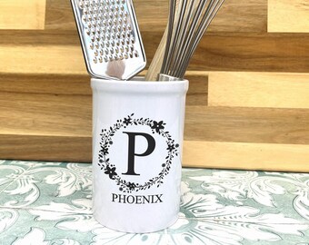 Floral Wreath Kitchen Cooking Utensils Tools Cutlery Pot Holder Personalised Gift Decor Housewarming Mother's Father's Day Gift