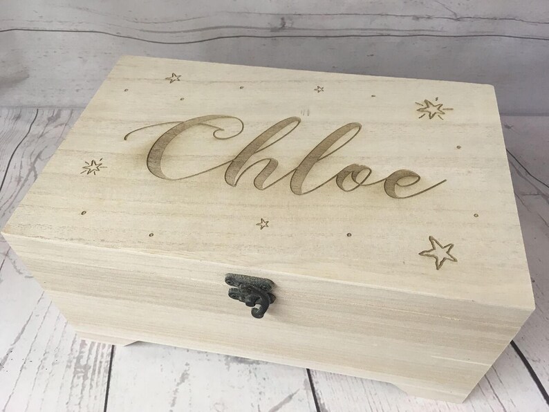 Personalised Wooden Engraved Jewellery Box Any Name Etsy