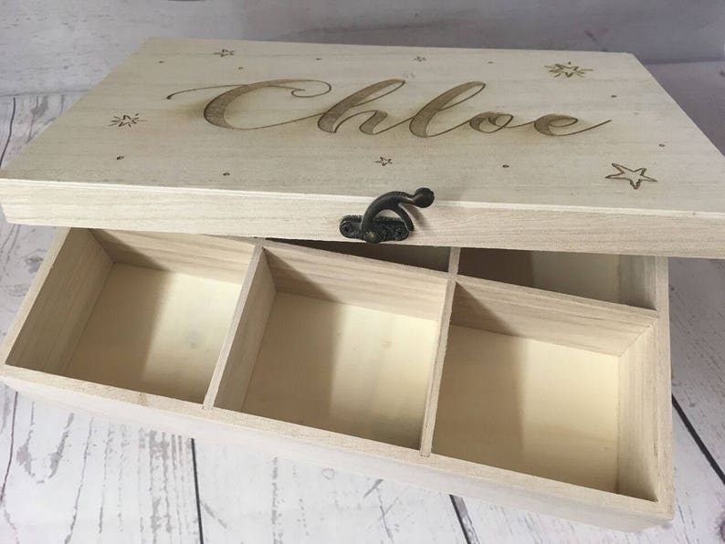 Personalised Wooden Engraved Jewellery Box Any Name Etsy