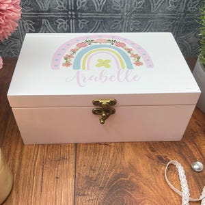 Portagioie personalizzato con nome arcobaleno acquerello, regalo per compleanno di ragazze