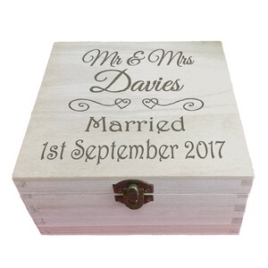 Married Wedding Box Personalised Memory Gift Box Heart Design Engagement image 5