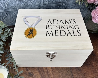 Caja de almacenamiento de recuerdos de medallas, regalo deportivo personalizado, para correr, ciclismo, fútbol, atletas, natación, premios, cumpleaños, regalo de Navidad
