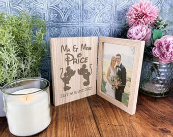 Mickey & Minnie Mouse Design Personalised Photo Frame Wedding , Anniversary, Engagement Gift - Disney - Partner - Son - Daughter - Friend