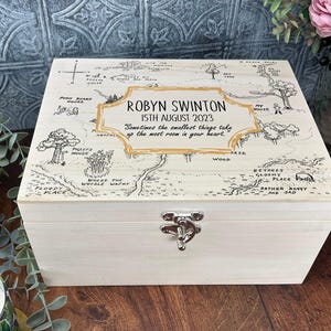Pooh Beer Houten Kaart Doop Nieuwe Baby Boy Verjaardagscadeau Gepersonaliseerde Memory Box Herinneringen Cadeau