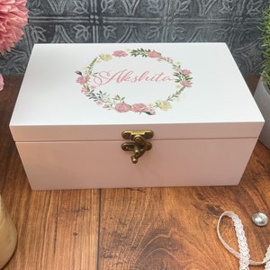 Rose Floral Wreath Personalised Jewellery Box Gift Girls Birthday Trinkets