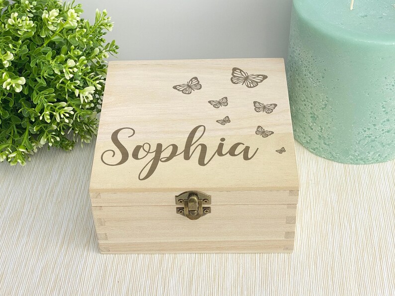Butterfly Design Memory Box Birthday Gift Bridesmaid Gift Wedding Favour Maid of Honour Personalised Memories Trinkets Photo Box image 2
