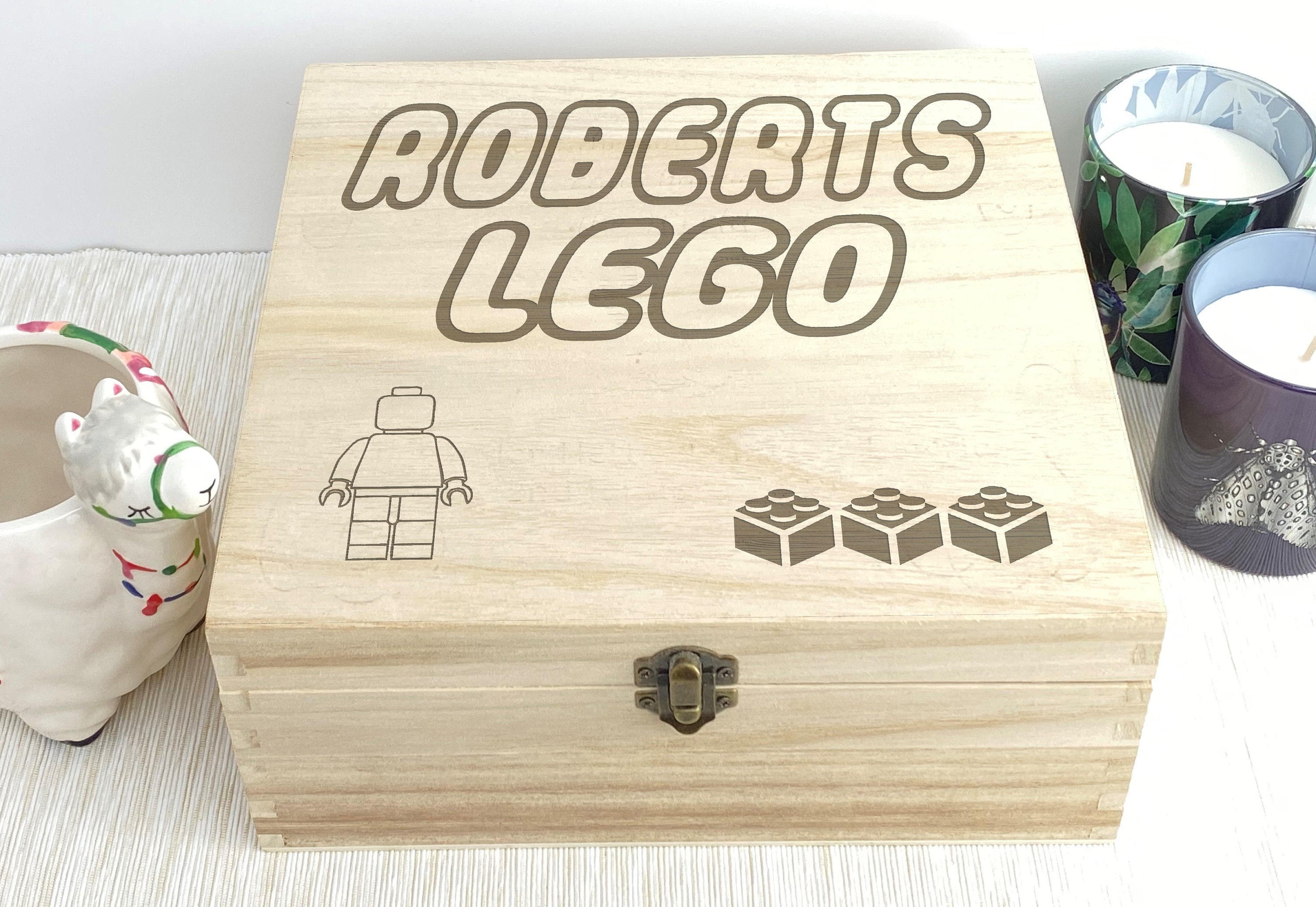 Personalised lego storage box sale