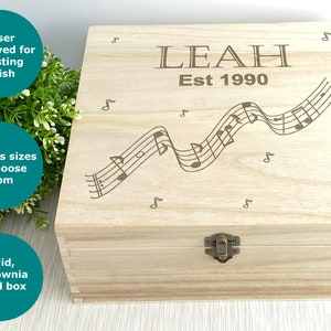 Music Notes Design Music Sheet CD Storage Box Memorabilia Festivals Personalised Tickets Gig Concert Gift image 6