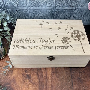 Dandelion Blowing Design Memory Box - Personalised Storage Trinket Gift