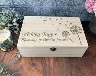 Dandelion Blowing Design Memory Box - Personalised Storage Trinket Gift