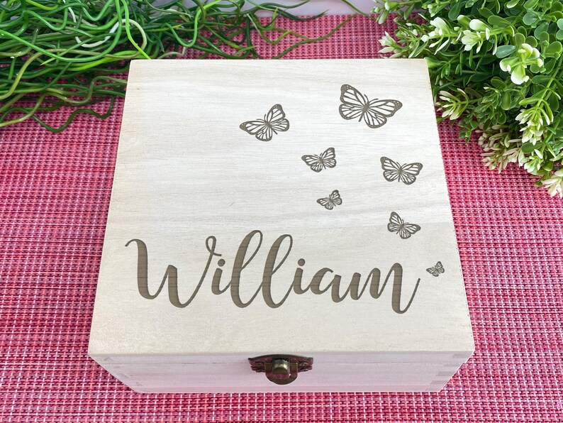 Butterfly Design Memory Box Birthday Gift Bridesmaid Gift Wedding Favour Maid of Honour Personalised Memories Trinkets Photo Box image 3