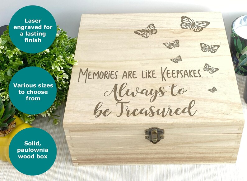 Butterfly Design Memory Box Birthday Gift Bridesmaid Gift Wedding Favour Maid of Honour Personalised Memories Trinkets Photo Box image 5