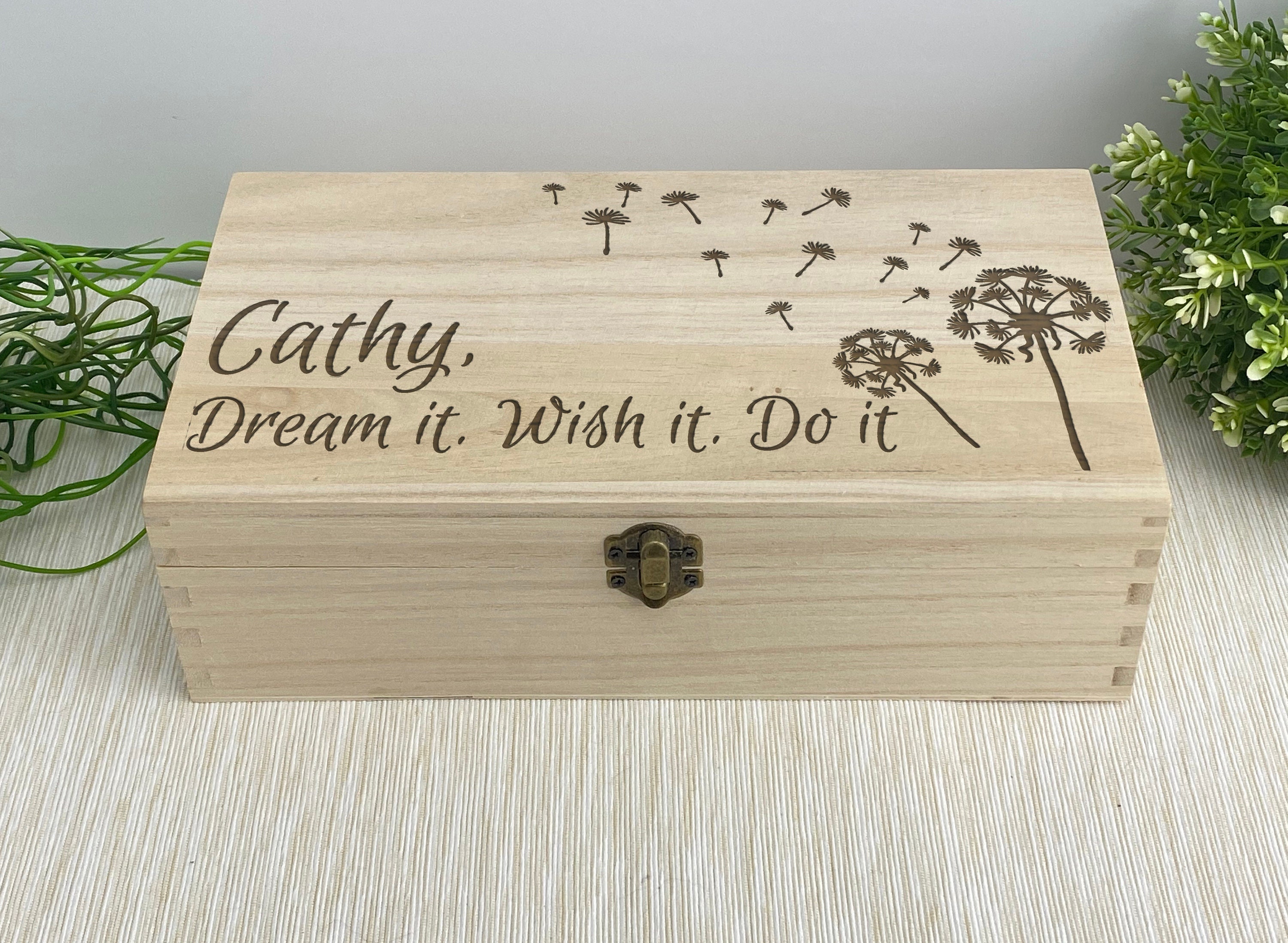 Personalised Storage Trinket Gift Dandelion Blowing Design Memory Box 