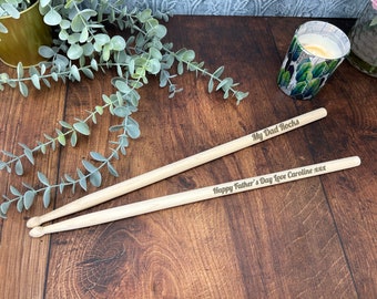 Fathers Day Wooden Personalised Drum Sticks - "My Dad Rocks"