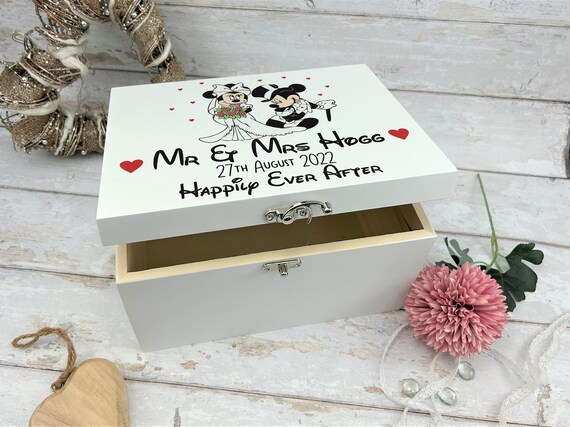 Mickey Mouse Minnie Mouse Wedding Day Memory Box Disney Gift Engagement Present Personalised Memories Mementos White Friend Couple Etsy UK