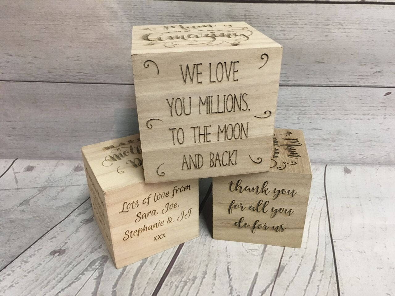 Personalised Wooden Cube Engraved Box Mum You Are Amazing Mothers Day Gift 