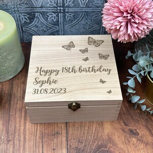 Butterfly Design Memory Box Birthday Gift Bridesmaid Gift Wedding Favour Maid of Honour Personalised Memories Trinkets Photo Box image 1
