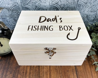 Fishing Tackle Storage Box - Luxury Personalised Wooden Box - Gift - Birthday - Christmas - Fathers Day - Retirement Gift