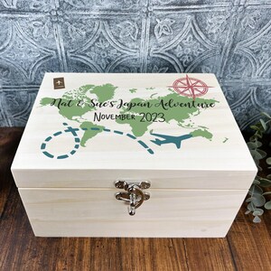 Travel Memories Luxury Wood Box - World Map - Adventure - Personalised Memory Box - Birthday Christmas Gift - Gap Year - Sabbatical - image 2