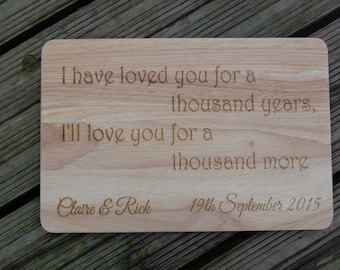 Personalised Wooden Engraved Plaque - Christina Perri 'A Thousand Years' Lyrics