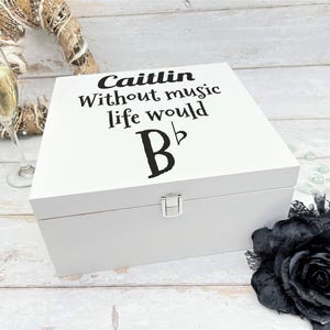 Without Music Life Would Be Flat - Music Sheet CD Storage Box - Personalised
