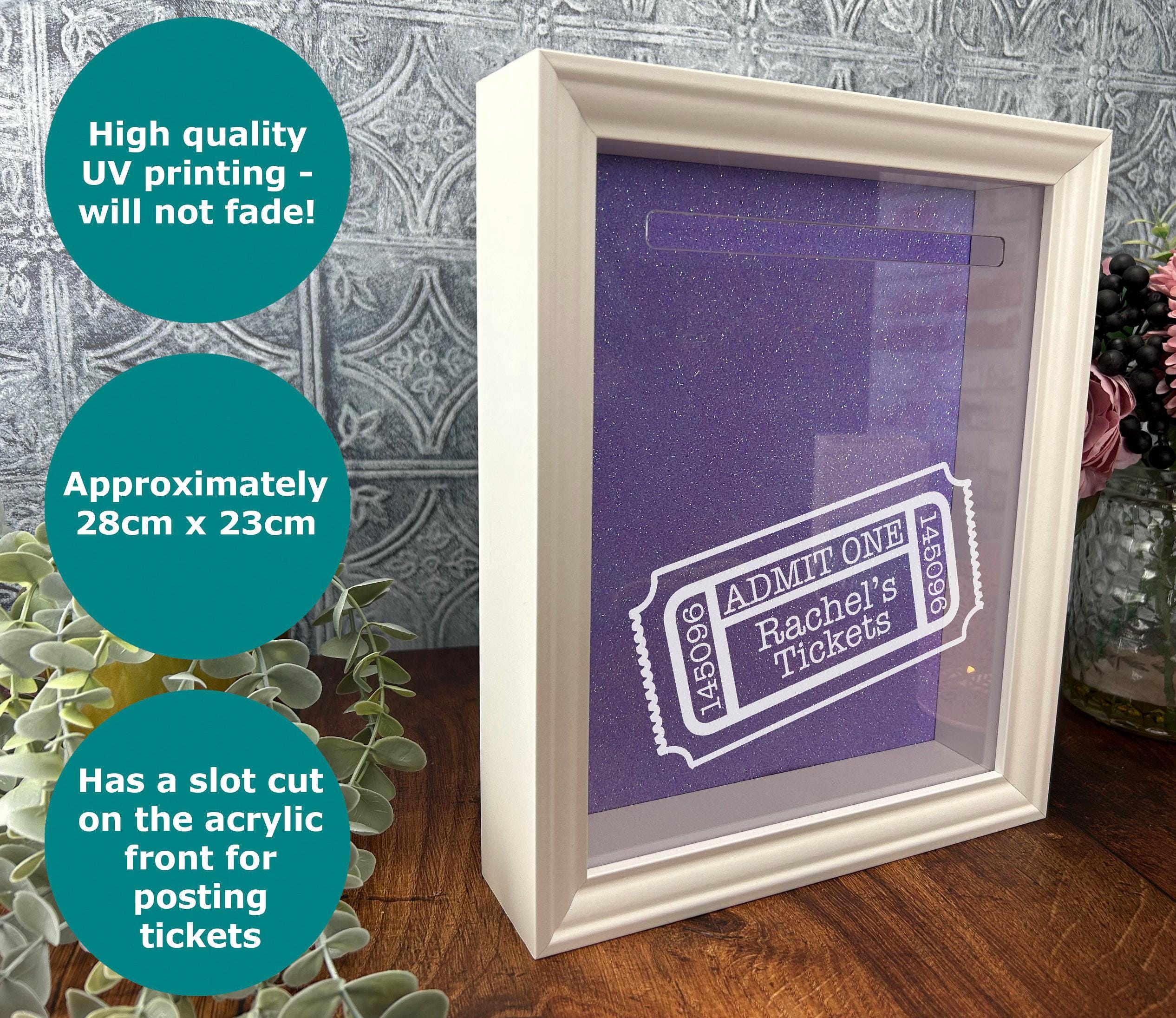 Tickets Box Frame Ticket Box Keepsake Personalised Frame Memory Box Gift Concerts ...