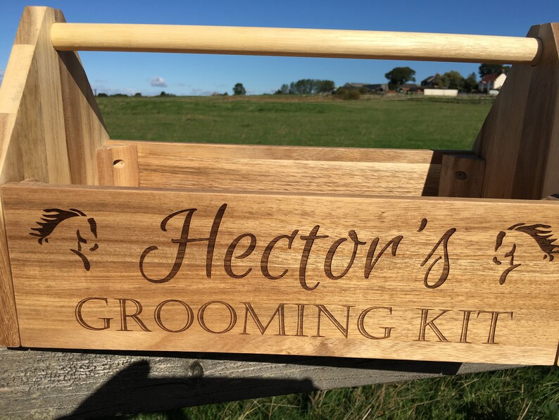 Personalised Wooden Horse Grooming Kit Carry Box / Trug Etsy