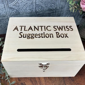 Buzón de madera personalizado para papeletas y sugerencias, buzón para comentarios de invitados, recurso didáctico o buzón con tapa con ranura