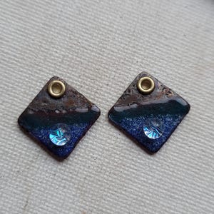 Small enamel charms for earrings - enamel earring charms - square earring charms - enamels for earrings - dichroic earring components