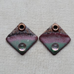 Small enamel charms for earrings - enamel earring charms - square earring charms - enamels for earrings - dichroic earring components