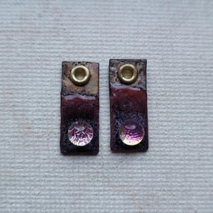 Small enamel charms for earrings - enamel earring charms - rectangle earring charms - enamels for earrings - dichroic earring components