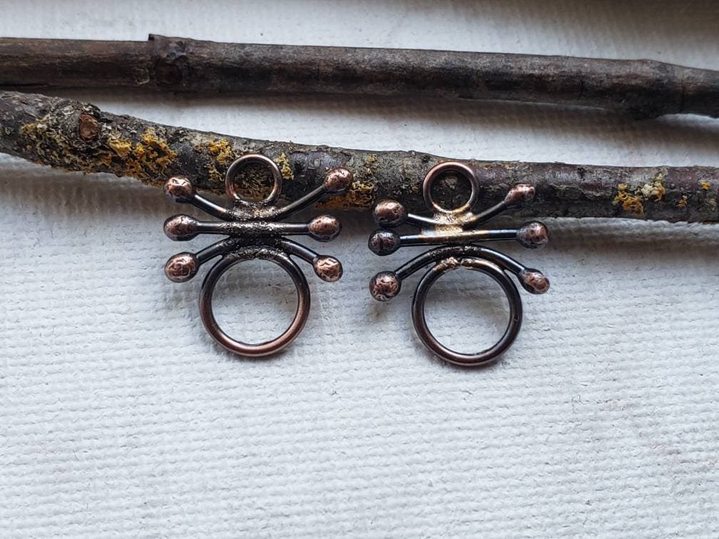 Copper connectors for jewelry making - artisan copper components - artisan copper links - handmade copper findings - Copper components