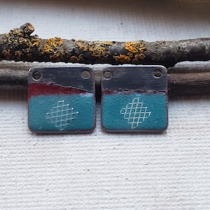 Small enamel charms for earrings - enamel earring charms - square earring charms - enamels for earrings - small earring components