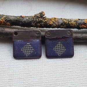 Small enamel charms for earrings - enamel earring charms - square earring charms - enamels for earrings - small earring components