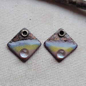 Small enamel charms for earrings - enamel earring charms - square earring charms - enamels for earrings - dichroic earring components