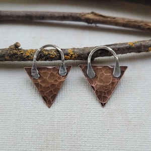 Triangle earring components - triangle jewelry findings - geometric jewelry components - triangular connectors - copper triangular charms
