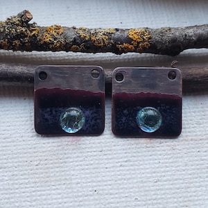 Small enamel charms for earrings - enamel earring charms - square earring charms - enamels for earrings - small earring components