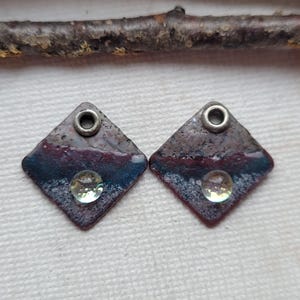 Small enamel charms for earrings - enamel earring charms - square earring charms - enamels for earrings - dichroic earring components