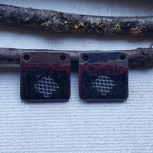Small enamel charms for earrings - enamel earring charms - square earring charms - enamels for earrings - small earring components