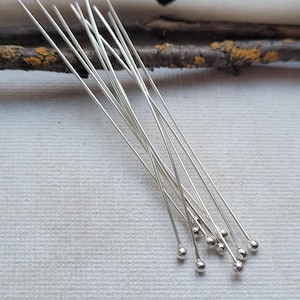 Sterling silver 22ga headpins - 22 gauge sterling silver headpins - artisan sterling silver headpins for jewelry making